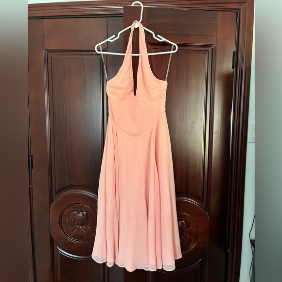 House of CB “Solada” Peach Georgette Halter Sundress - Picture 5 of 6